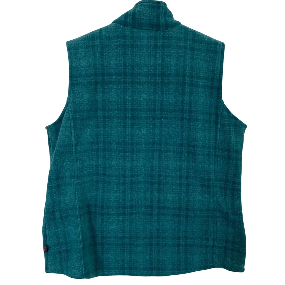 Woolrich Womens Atlantic Hunt Teal Plaid Fleece Full Zip Vest 18531‎ Large